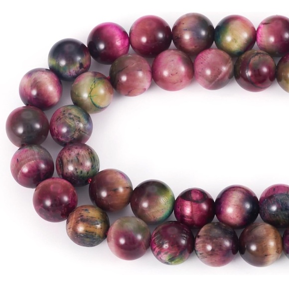 🆕New Pink Multi Color Tiger Eye Crystal Gemstone 8mm Healing Bracelet - Picture 5 of 5